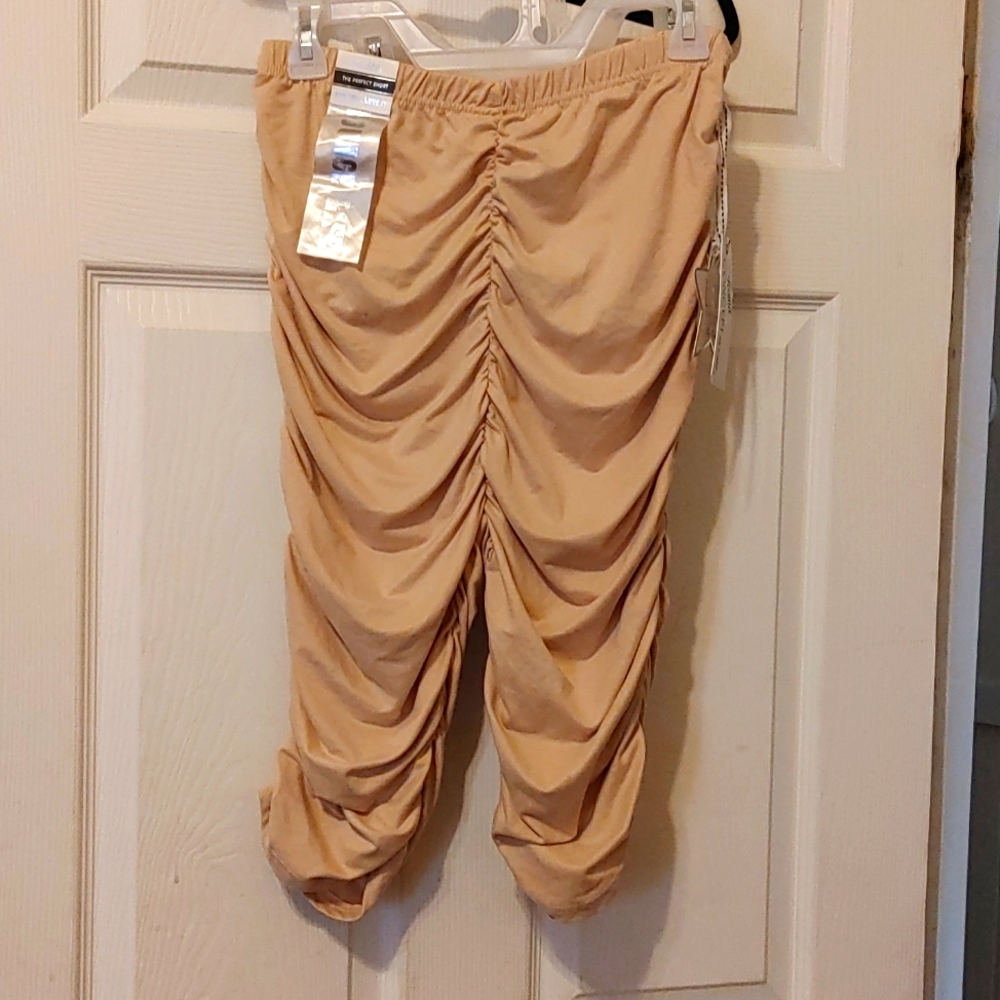 Stretch Gathered Cotton Shorts